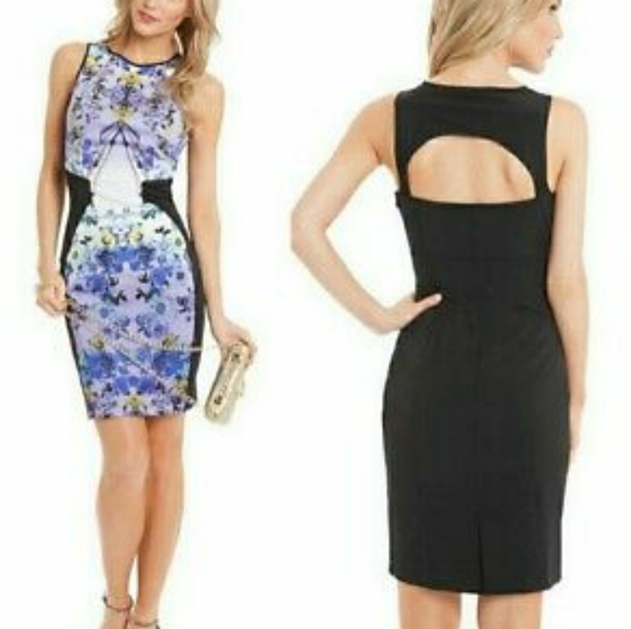 Guess Black & Purple Floral Bodycon Dress - Picture 2 of 6